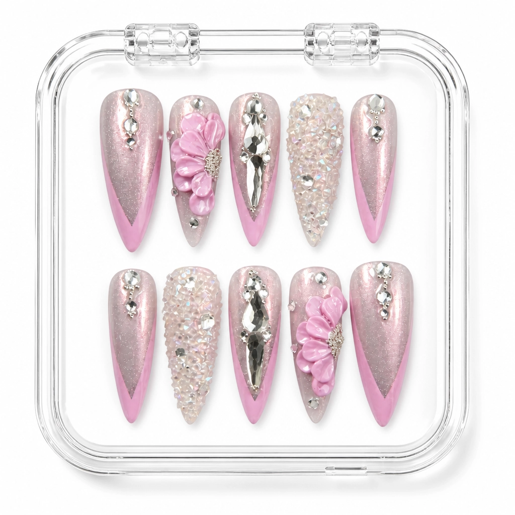 Press-on Nails Wholesale $11.90 Floral Frostbite by Yabe Vietnam