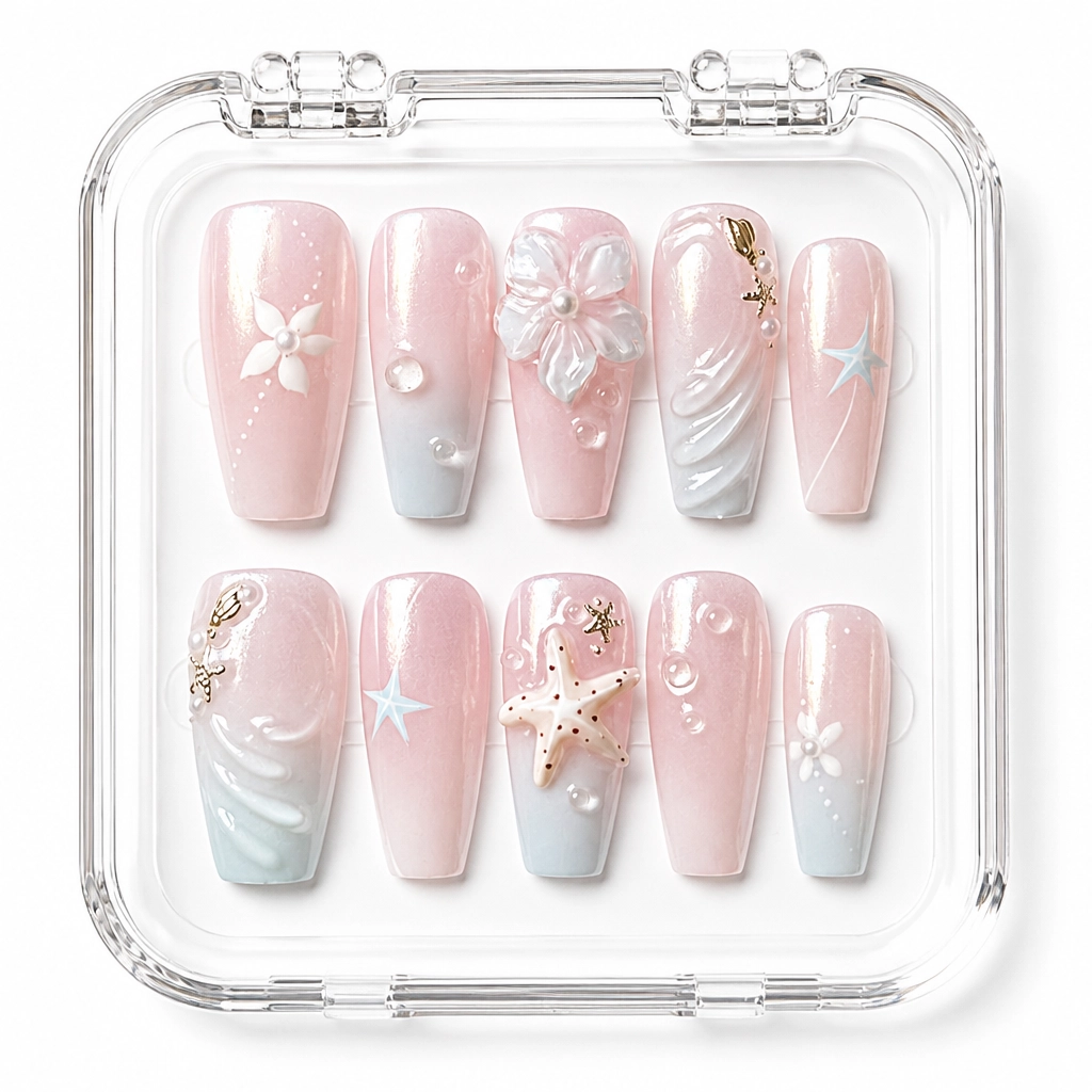 Press-on Nails Wholesale $11.90 Seaside Serenity by Yabe Vietnam