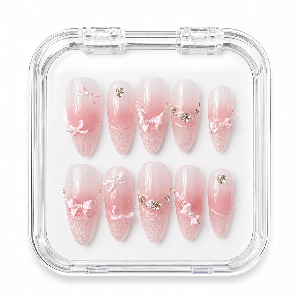 Press-on Nails Wholesale $11.90 Blush Bow Chic by Yabe Vietnam