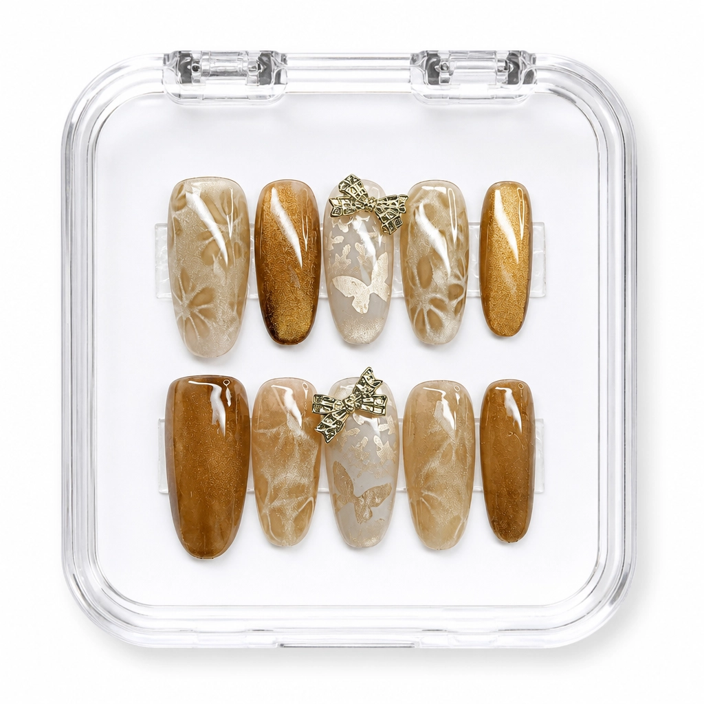 Press-on Nails Wholesale $11.90 Gilded Amber Wings by Yabe Vietnam