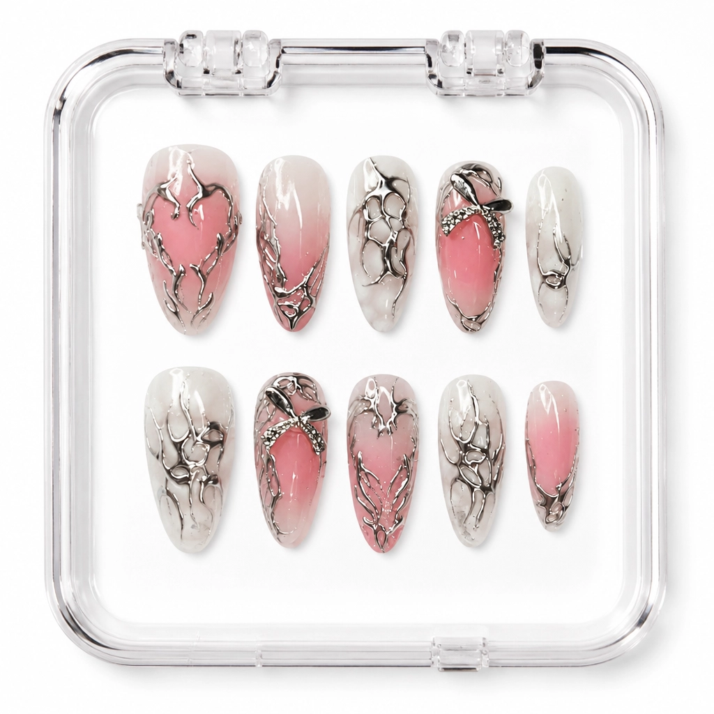 Press-on Nails Wholesale $11.90 Cyber Chrome Rose by Yabe Vietnam