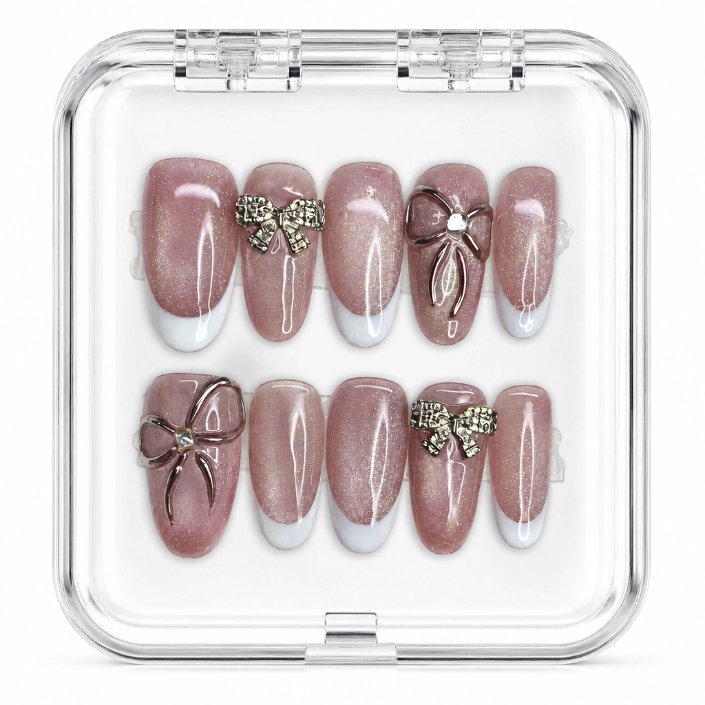 Press-on Nails Wholesale $11.90 Rose Bow Glam by Yabe Vietnam