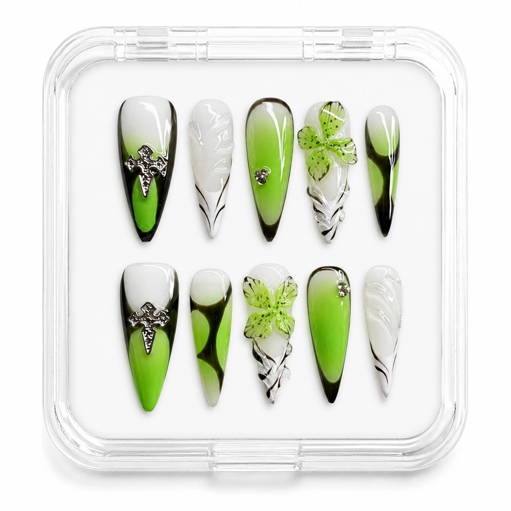 Press-on Nails Wholesale $11.90 Gothic Emerald Bliss by Yabe Vietnam