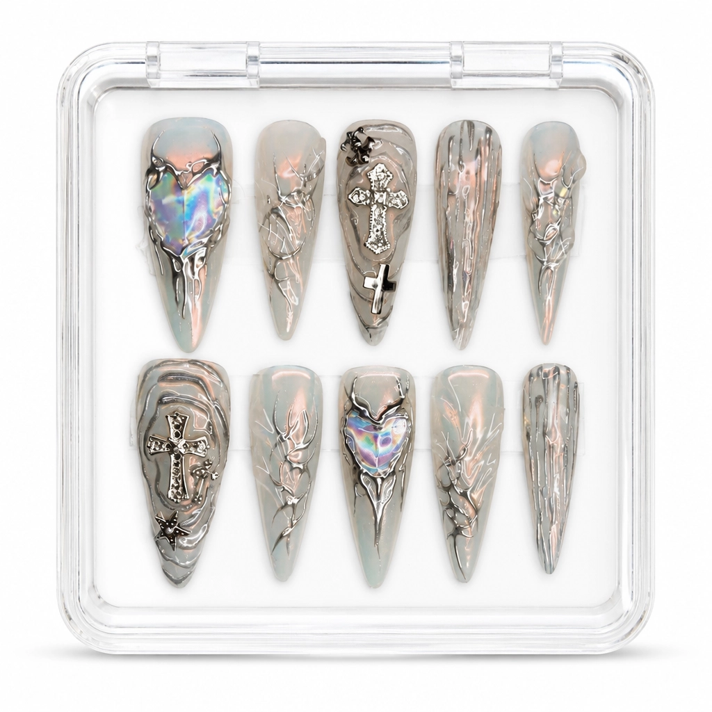 Press-on Nails Wholesale $11.90 Gothic Heartbeat by Yabe Vietnam