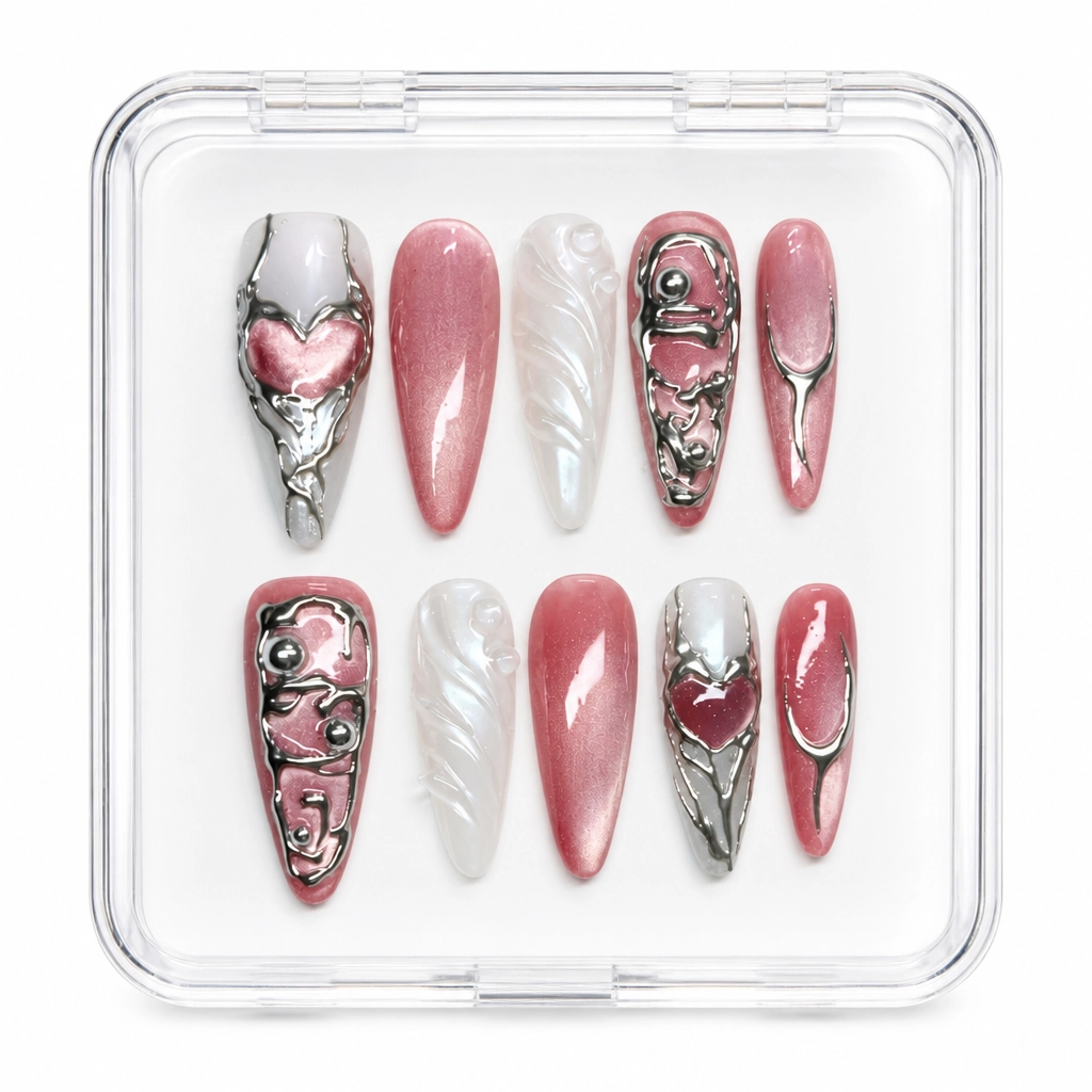 Press-on Nails Wholesale $11.90 Metallic Pink Aura by Yabe Vietnam