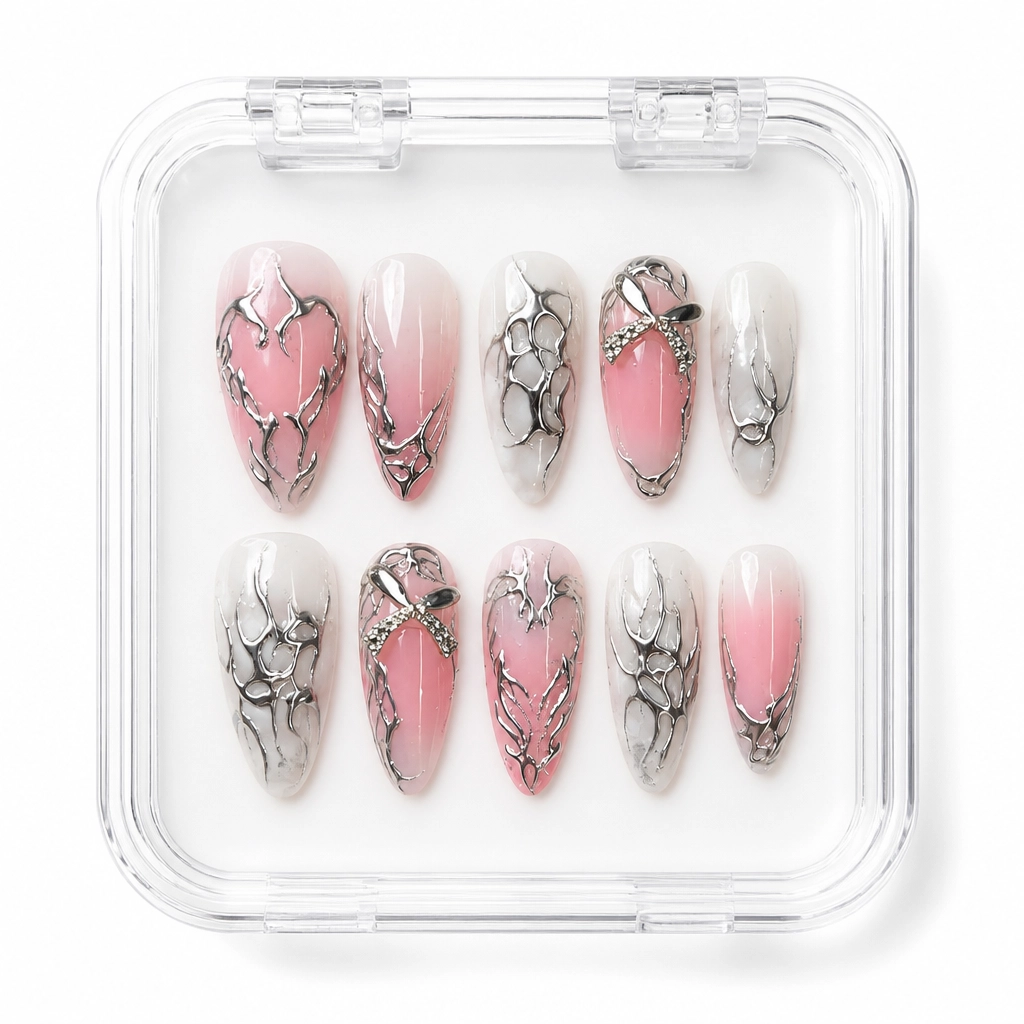 Press-on Nails Wholesale $11.90 Blush Cyber Bows by Yabe Vietnam