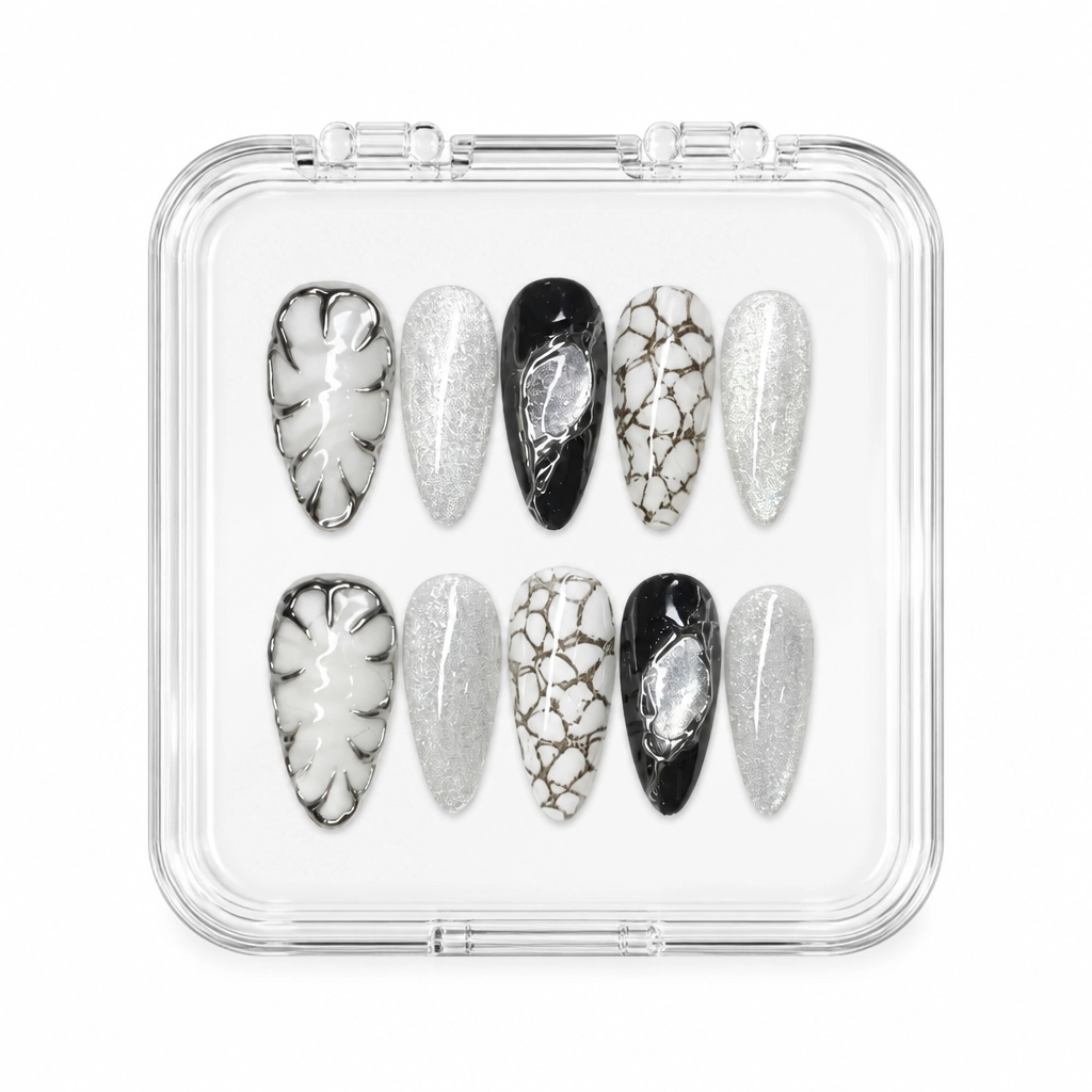 Press-on Nails Wholesale $11.90 Monochrome Mirage by Yabe Vietnam