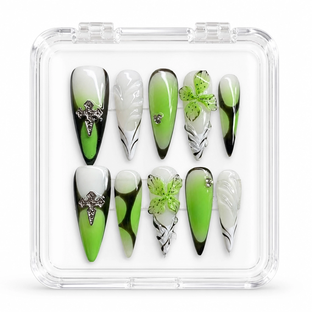 Press-on Nails Wholesale $11.90 Gothic Lime Fantasy by Yabe Vietnam