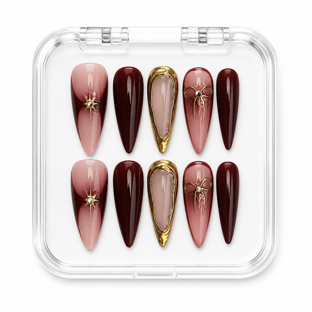 Press-on Nails Wholesale $11.90 Royal Burgundy Bliss by Yabe Vietnam