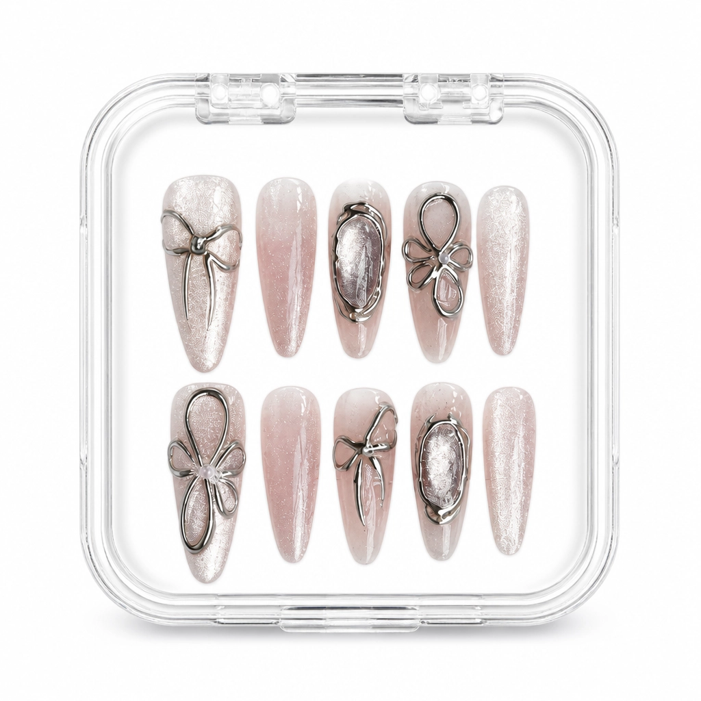 Press-on Nails Wholesale $11.90 Platinum Ribbons by Yabe Vietnam