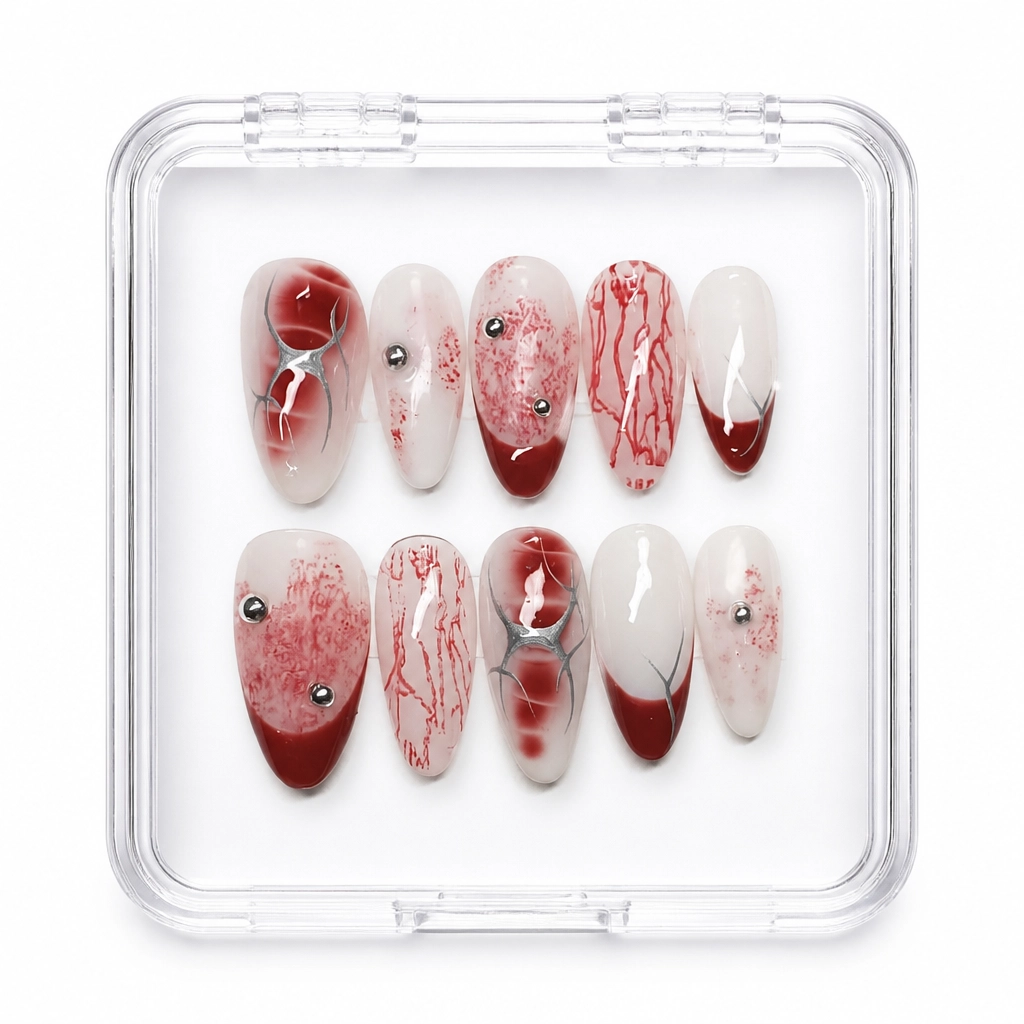 Press-on Nails Wholesale $11.90 Crimson Veil by Yabe Vietnam
