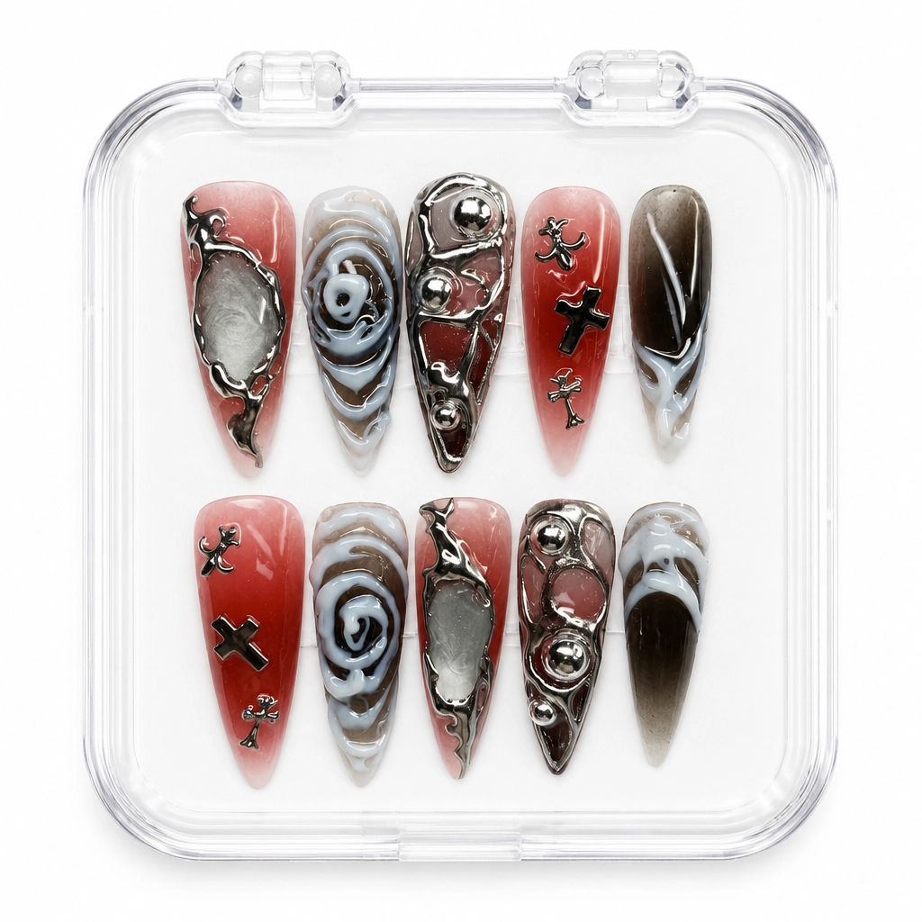 Press-on Nails Wholesale $11.90 Gothic Chrome Illusion by Yabe Vietnam