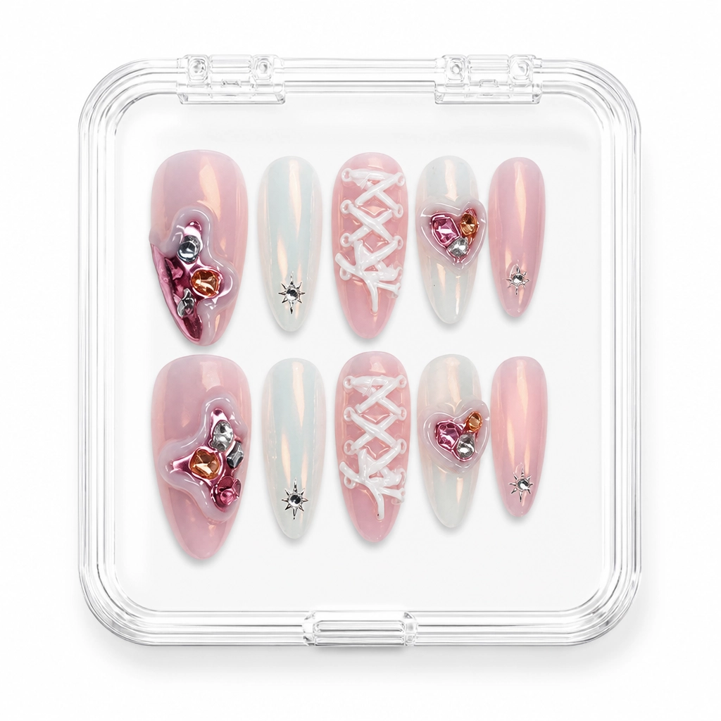 Press-on Nails Wholesale $11.90 Coquette Pink Corset by Yabe Vietnam