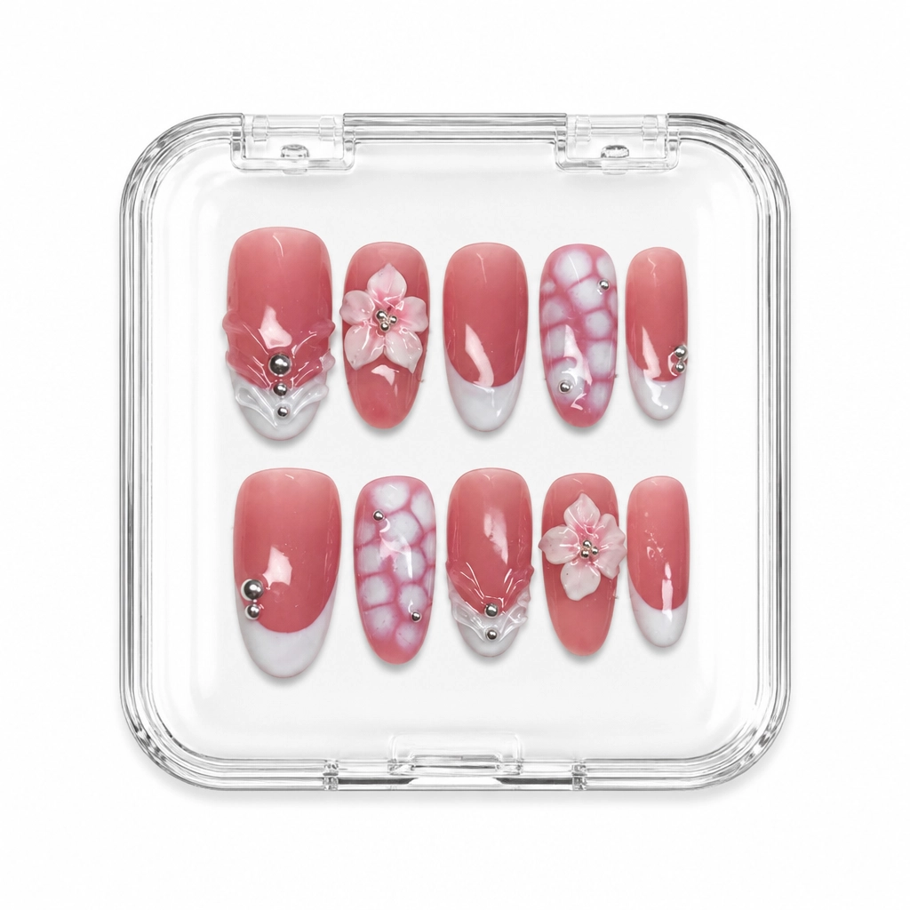 Press-on Nails Wholesale $11.90 Vintage Rose Blossom by Yabe Vietnam