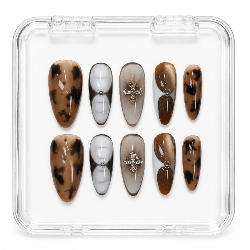 Press-on Nails Wholesale $11.90 Tortoise Elegance by Yabe Vietnam