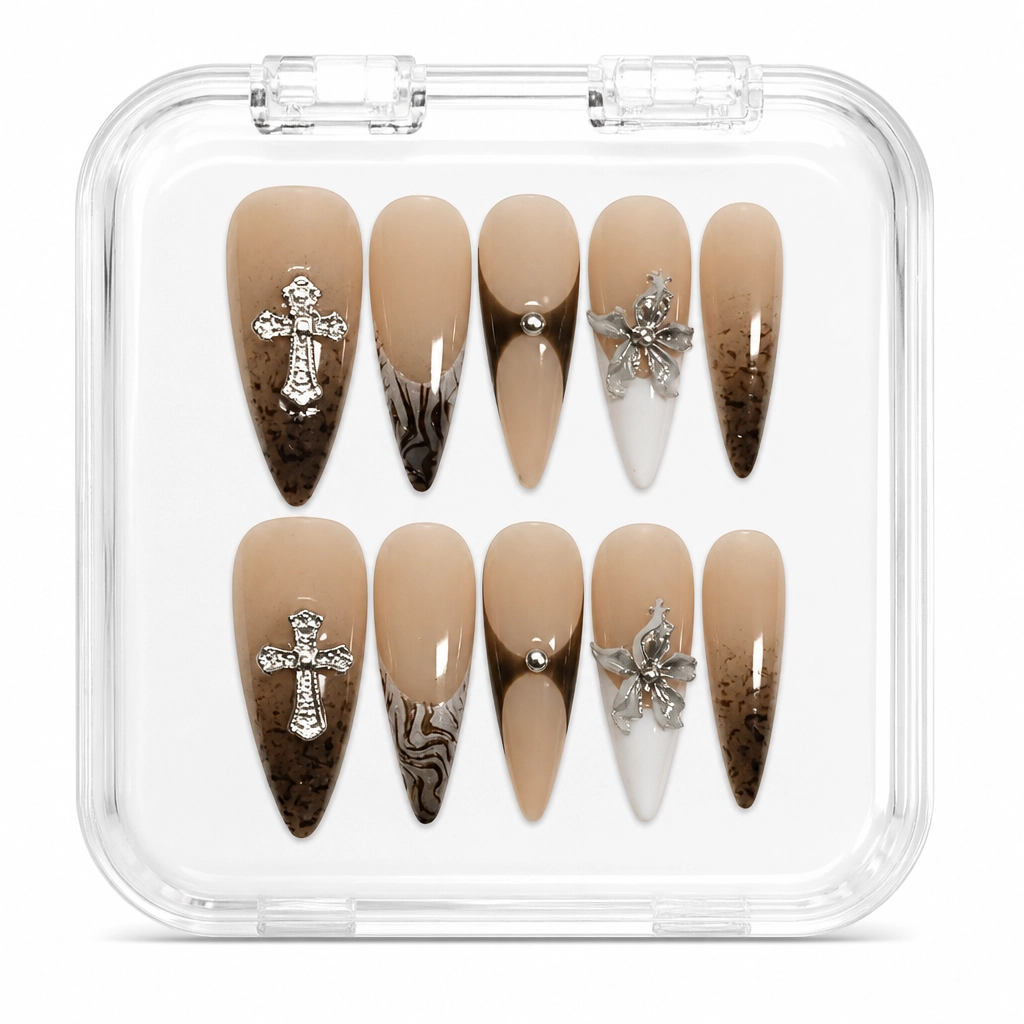 Press-on Nails Wholesale $11.90 Baroque Brown Elegance by Yabe Vietnam
