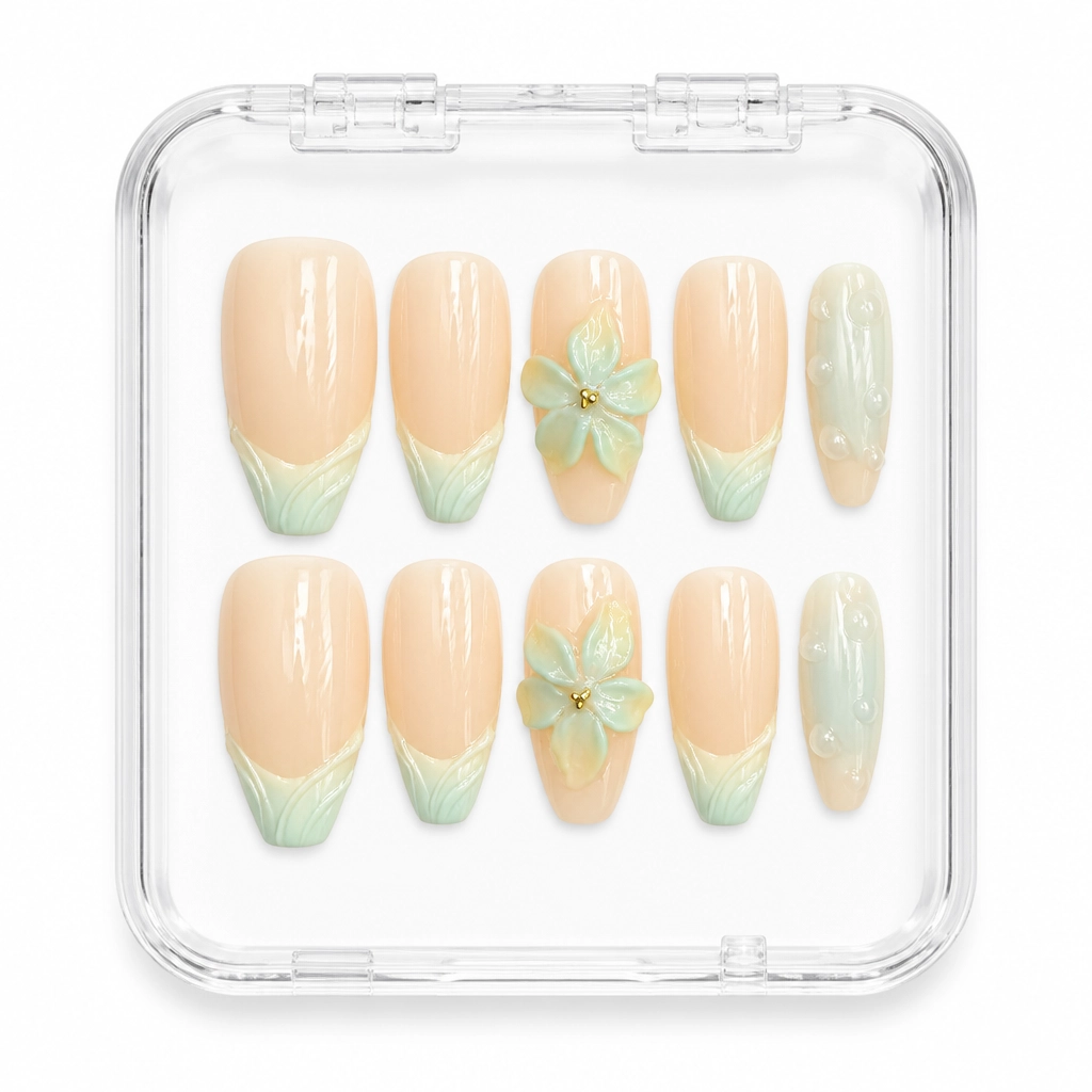 Press-on Nails Wholesale $11.90 Mint Blossom Breeze by Yabe Vietnam
