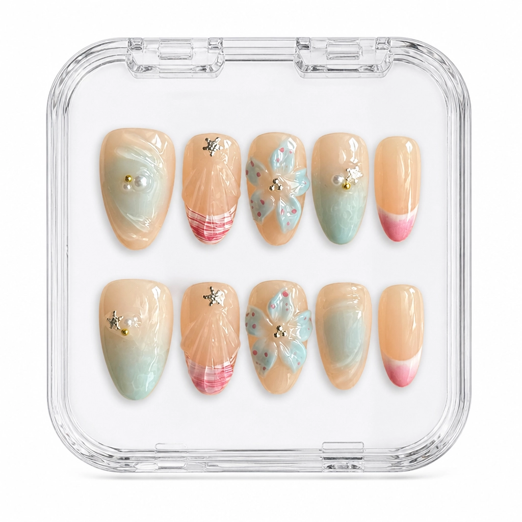 Press-on Nails Wholesale $11.90 Coastal Blossom by Yabe Vietnam