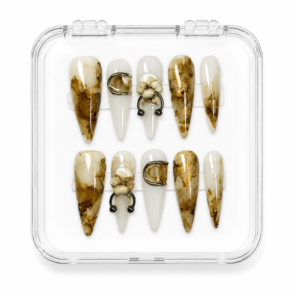 Press-on Nails Wholesale $11.90 Gothic Amber Elegance by Yabe Vietnam