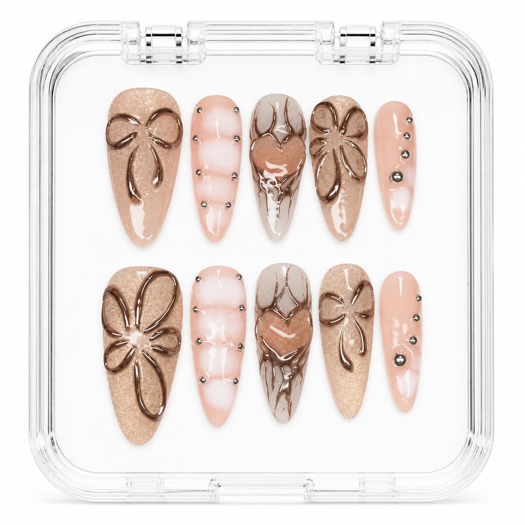 Press-on Nails Wholesale $11.90 Rose Gold Coquette by Yabe Vietnam
