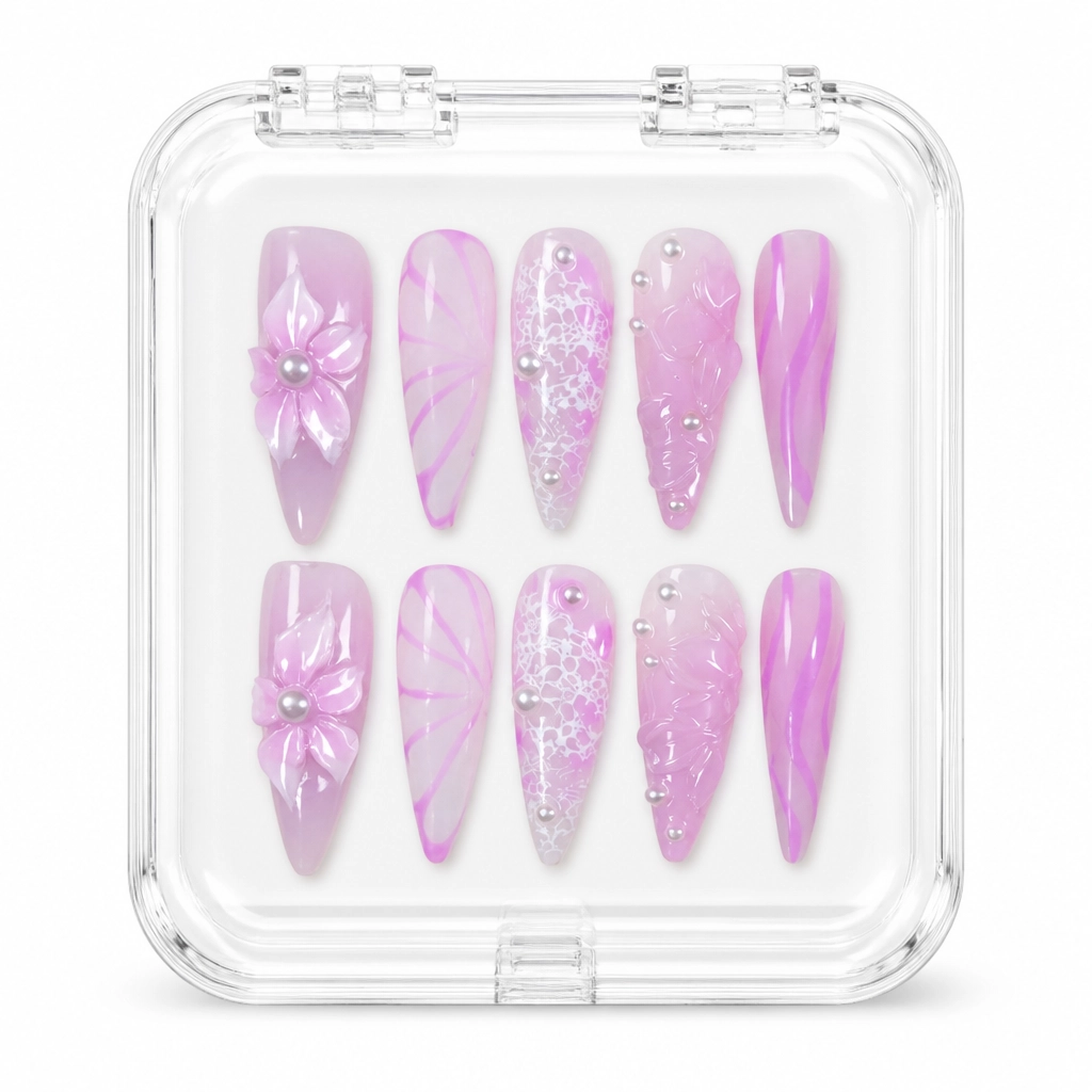 Press-on Nails Wholesale $11.90 Lilac Lace Dream by Yabe Vietnam