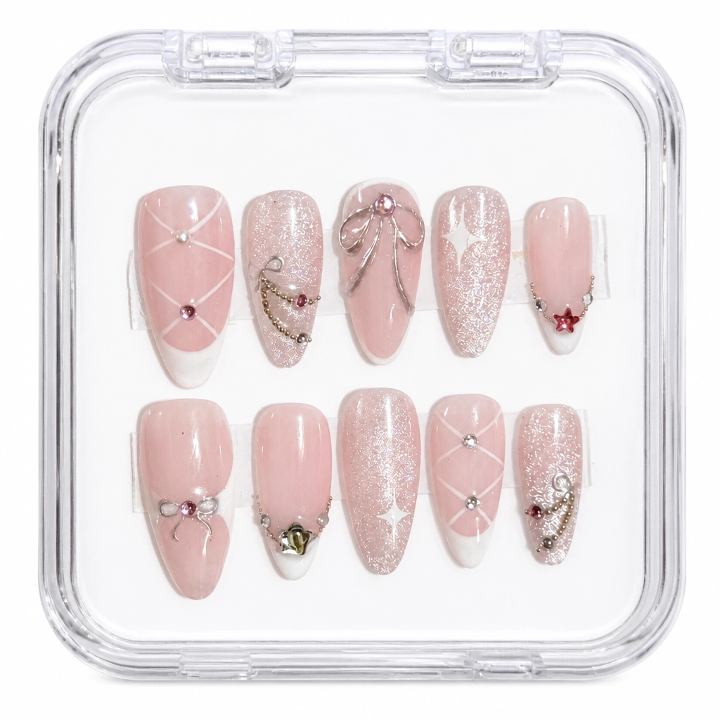 Press-on Nails Wholesale $11.90 Pink Ribbon Dream by Yabe Vietnam