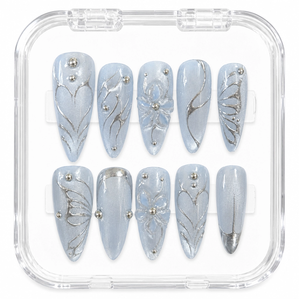 Press-on Nails Wholesale $11.90 Ice Queen Wings by Yabe Vietnam
