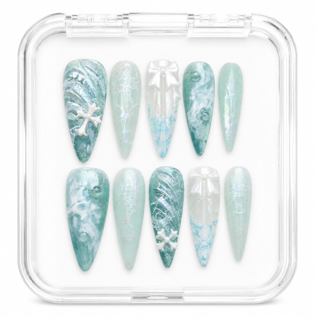 Press-on Nails Wholesale $11.90 Ocean Ice Cross by Yabe Vietnam
