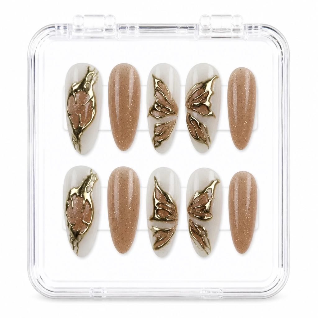 Press-on Nails Wholesale $11.90 Golden Monarch Dream by Yabe Vietnam