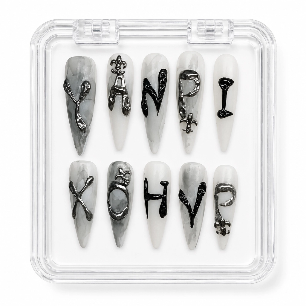 Press-on Nails Wholesale $11.90 Gothic Marble Charm by Yabe Vietnam