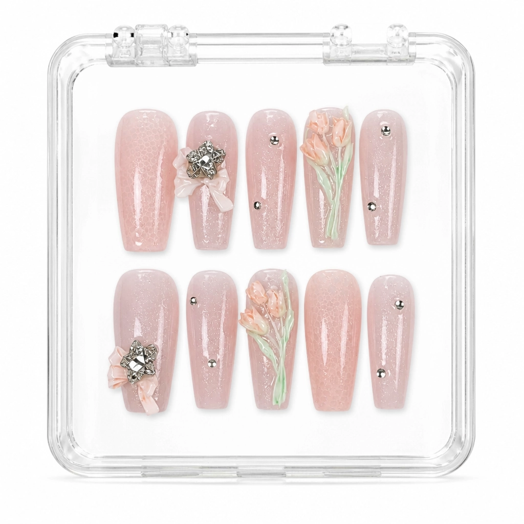 Press-on Nails Wholesale $11.90 Blushing Tulip by Yabe Vietnam