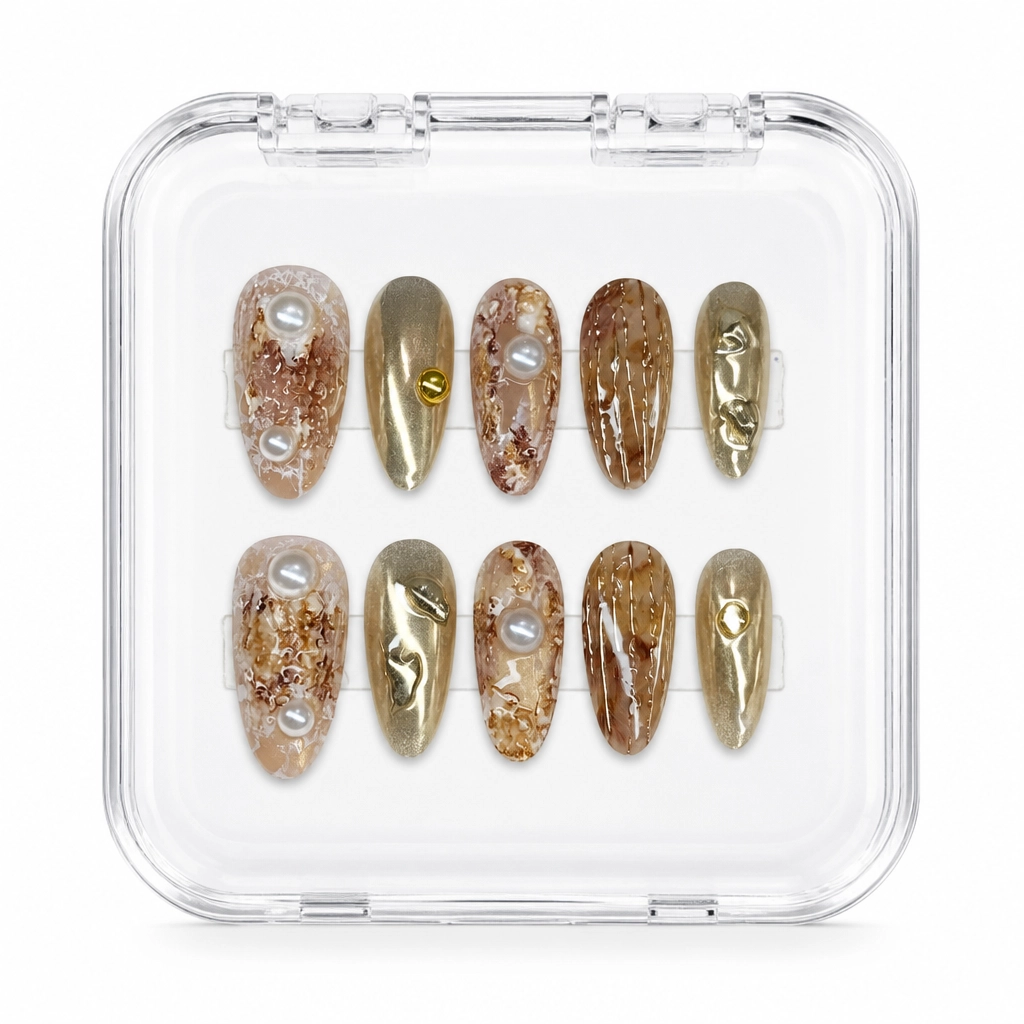 Press-on Nails Wholesale $11.90 Gilded Marble Elegance by Yabe Vietnam