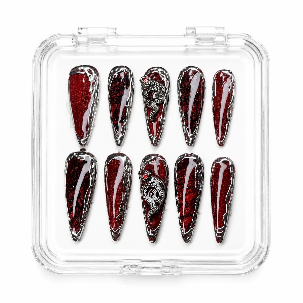 Press-on Nails Wholesale $11.90 Crimson Serpentine by Yabe Vietnam