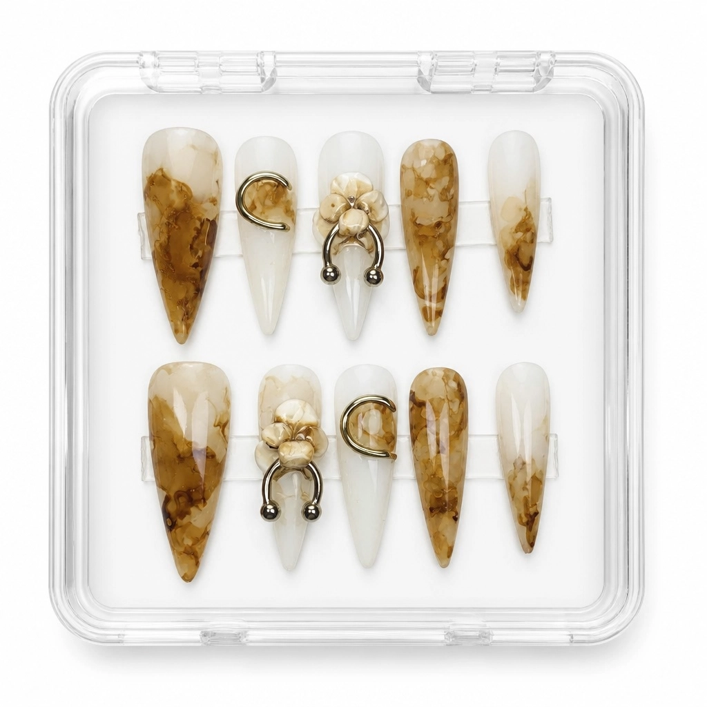 Press-on Nails Wholesale $11.90 Amber Elegance by Yabe Vietnam