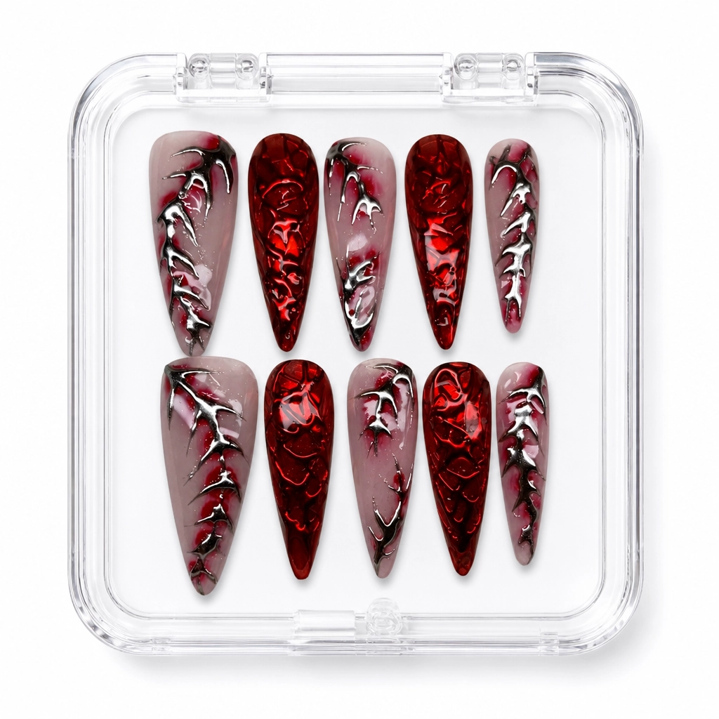 Press-on Nails Wholesale $11.90 Crimson Spine by Yabe Vietnam