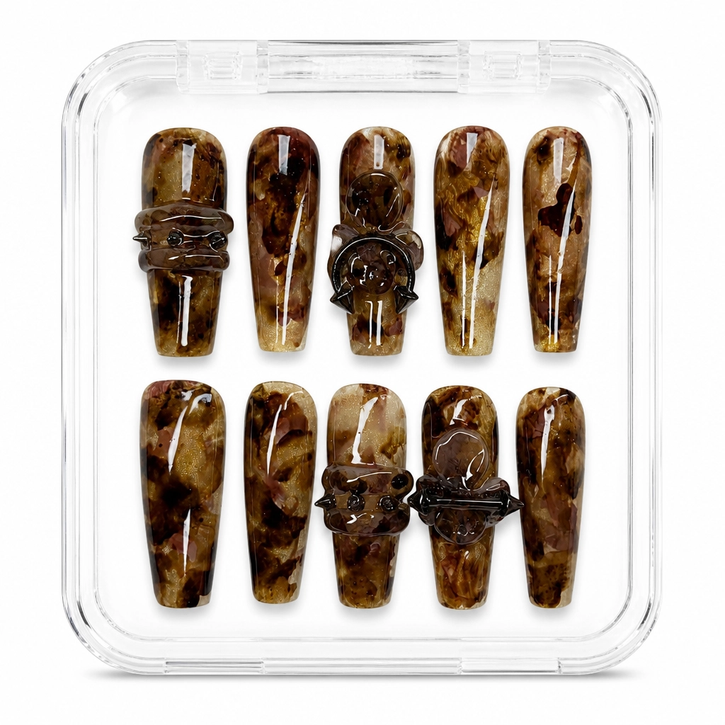 Press-on Nails Wholesale $11.90 Tortoise Glam by Yabe Vietnam