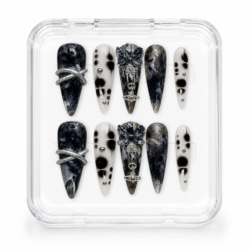 Press-on Nails Wholesale $11.90 Midnight Chrome Bloom by Yabe Vietnam