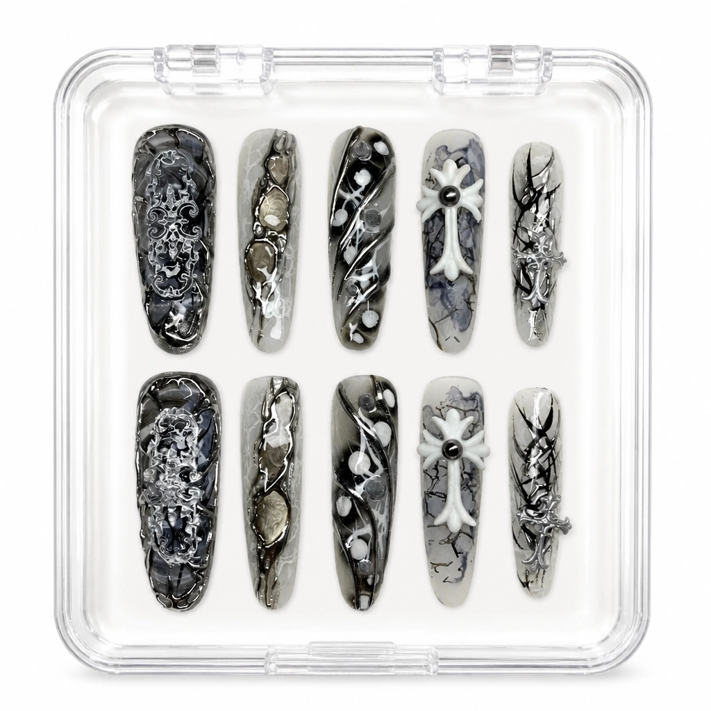 Press-on Nails Wholesale $11.90 Gothic Marble Cross by Yabe Vietnam