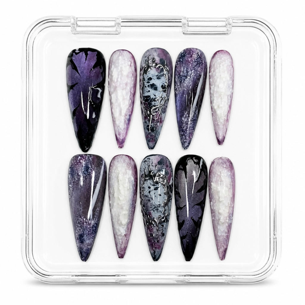 Press-on Nails Wholesale $11.90 Velvet Orchid Drip by Yabe Vietnam
