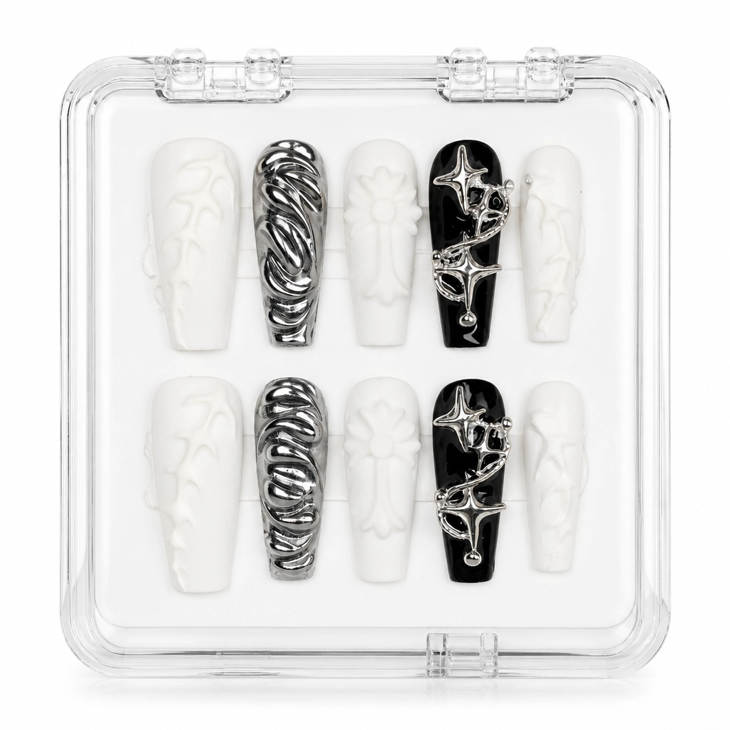 Press-on Nails Wholesale $11.90 Gothic Chrome Elegance by Yabe Vietnam