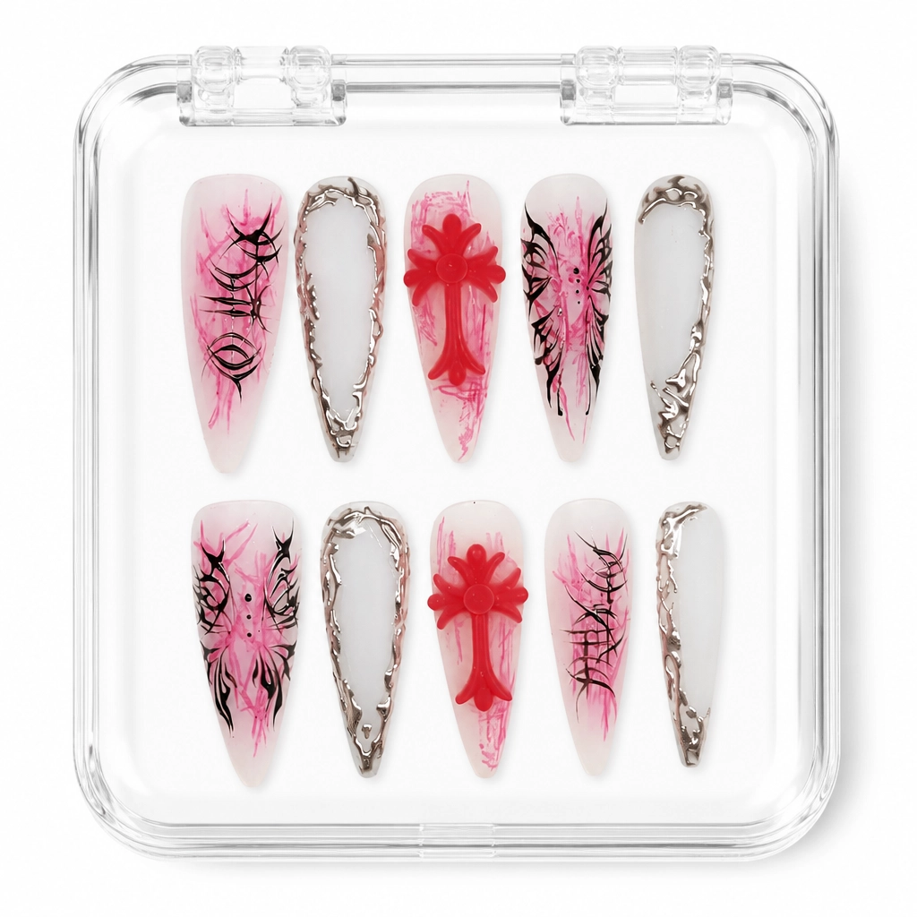 Press-on Nails Wholesale $11.90 Crimson Web by Yabe Vietnam