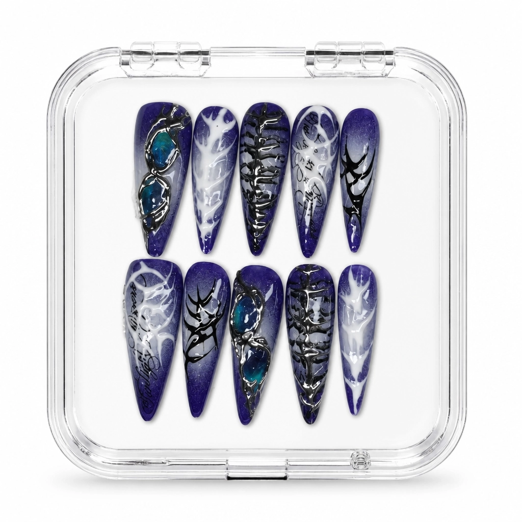 Press-on Nails Wholesale $11.90 Violet Gothic Chrome by Yabe Vietnam