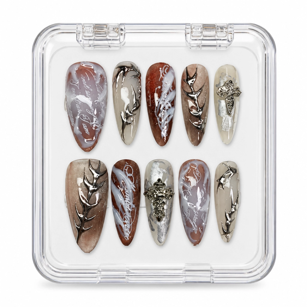 Press-on Nails Wholesale $11.90 Gothic Chrome Whisper by Yabe Vietnam