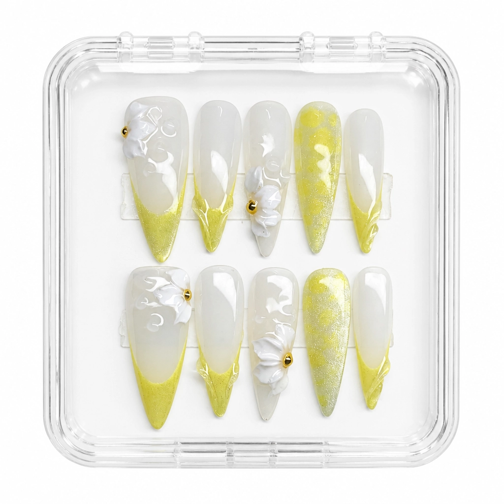 Press-on Nails Wholesale $11.90 Lemon Honey Blossom by Yabe Vietnam