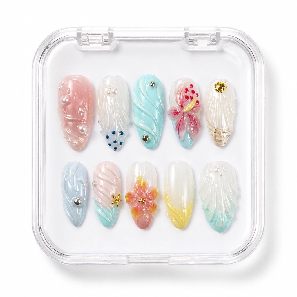 Press-on Nails Wholesale $11.90 Seashell Pearl Bliss by Yabe Vietnam