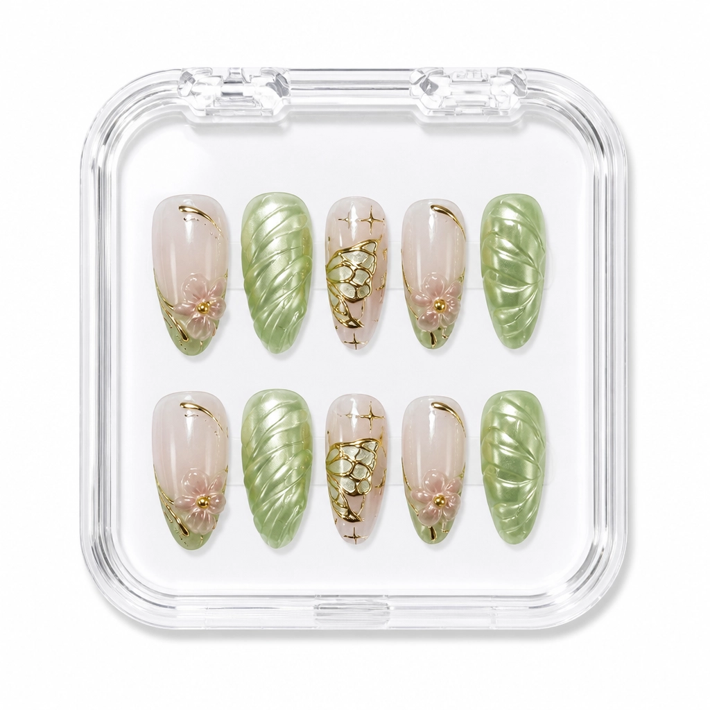 Press-on Nails Wholesale $11.90 Gilded Sage Wings by Yabe Vietnam