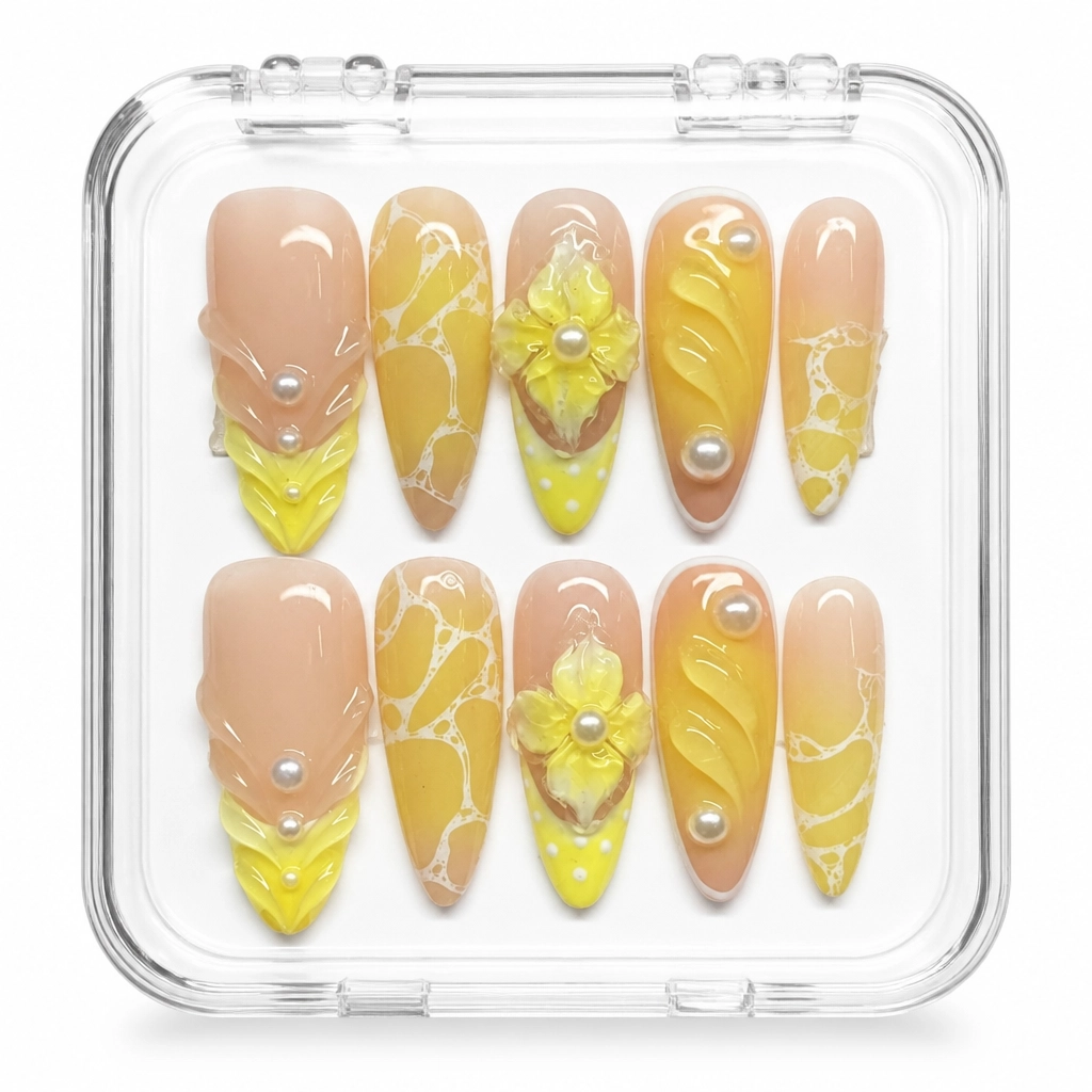 Press-on Nails Wholesale $11.90 Sunny Citrus Shells by Yabe Vietnam
