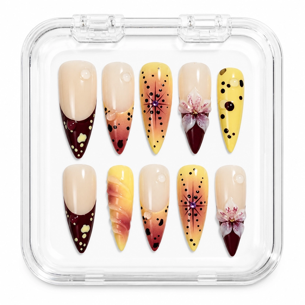 Press-on Nails Wholesale $11.90 Sunset Orchid Bloom by Yabe Vietnam