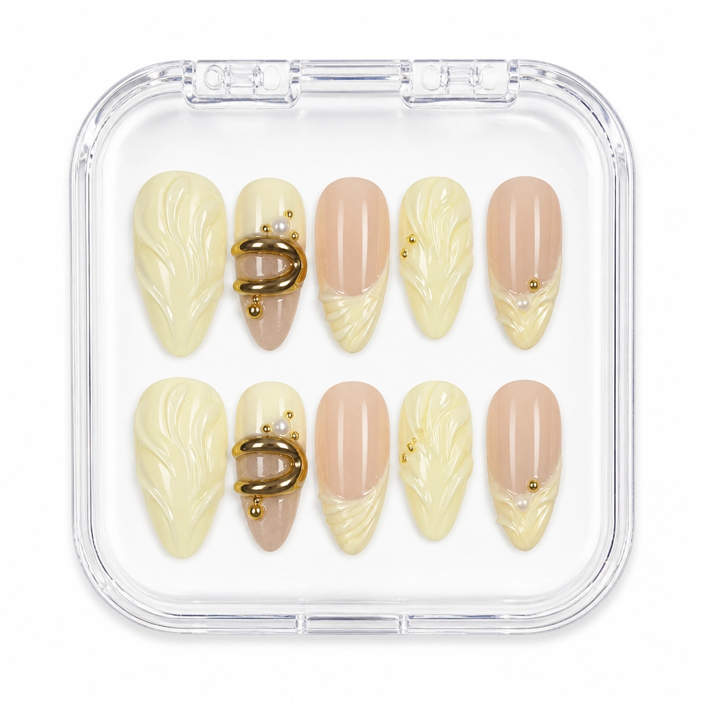 Press-on Nails Wholesale $11.90 Pearl Wave Elegance by Yabe Vietnam