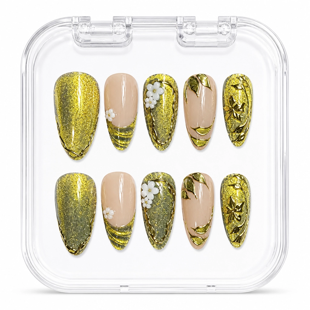 Press-on Nails Wholesale $11.90 Golden Bloom by Yabe Vietnam